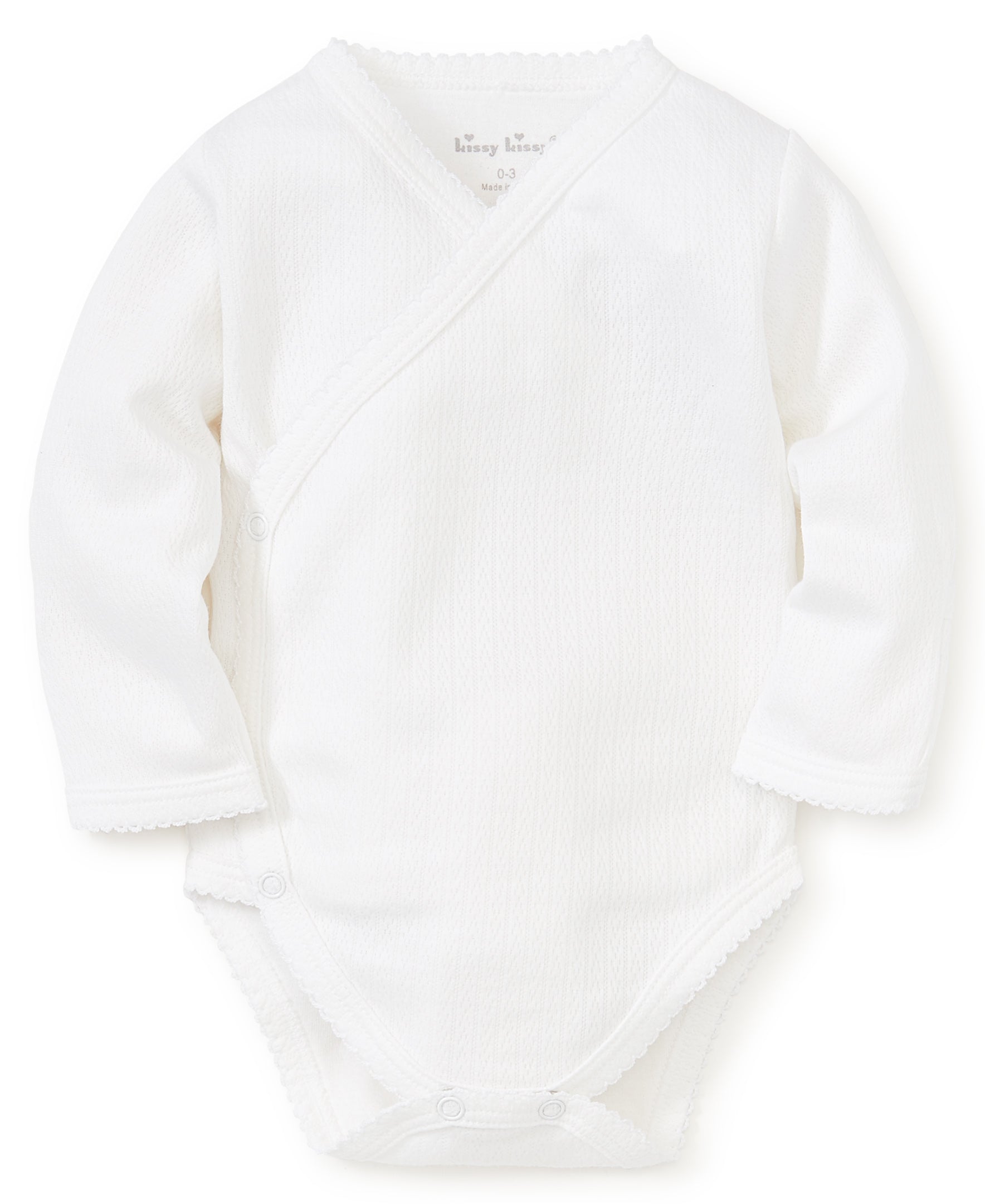 LS Pointelle Crossbody Onesie: White