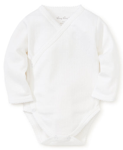 LS Pointelle Crossbody Onesie: White