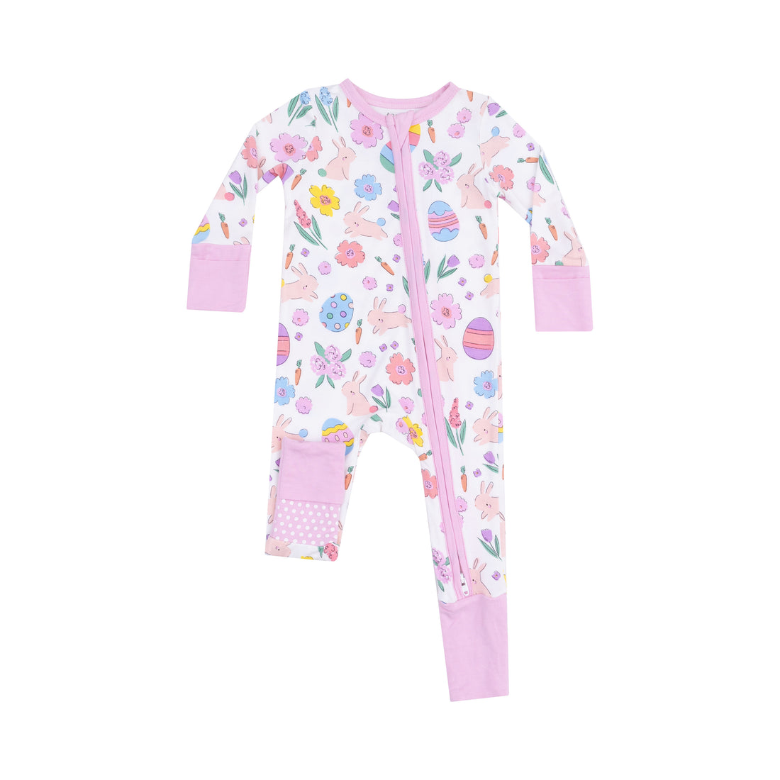 Easter Bunnies 2-Way Zipper Romper: Pink