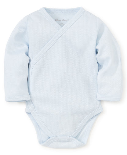 LS Pointelle Crossbody Onesie: Light Blue