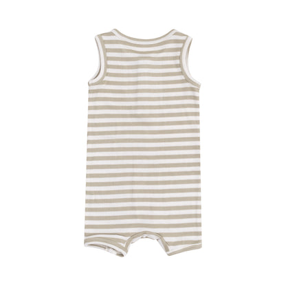 Stripe Sage Sleeveless Shortie Romper