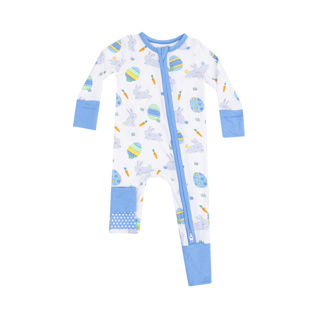 Easter Bunnies 2-Way Zipper Romper: Blue
