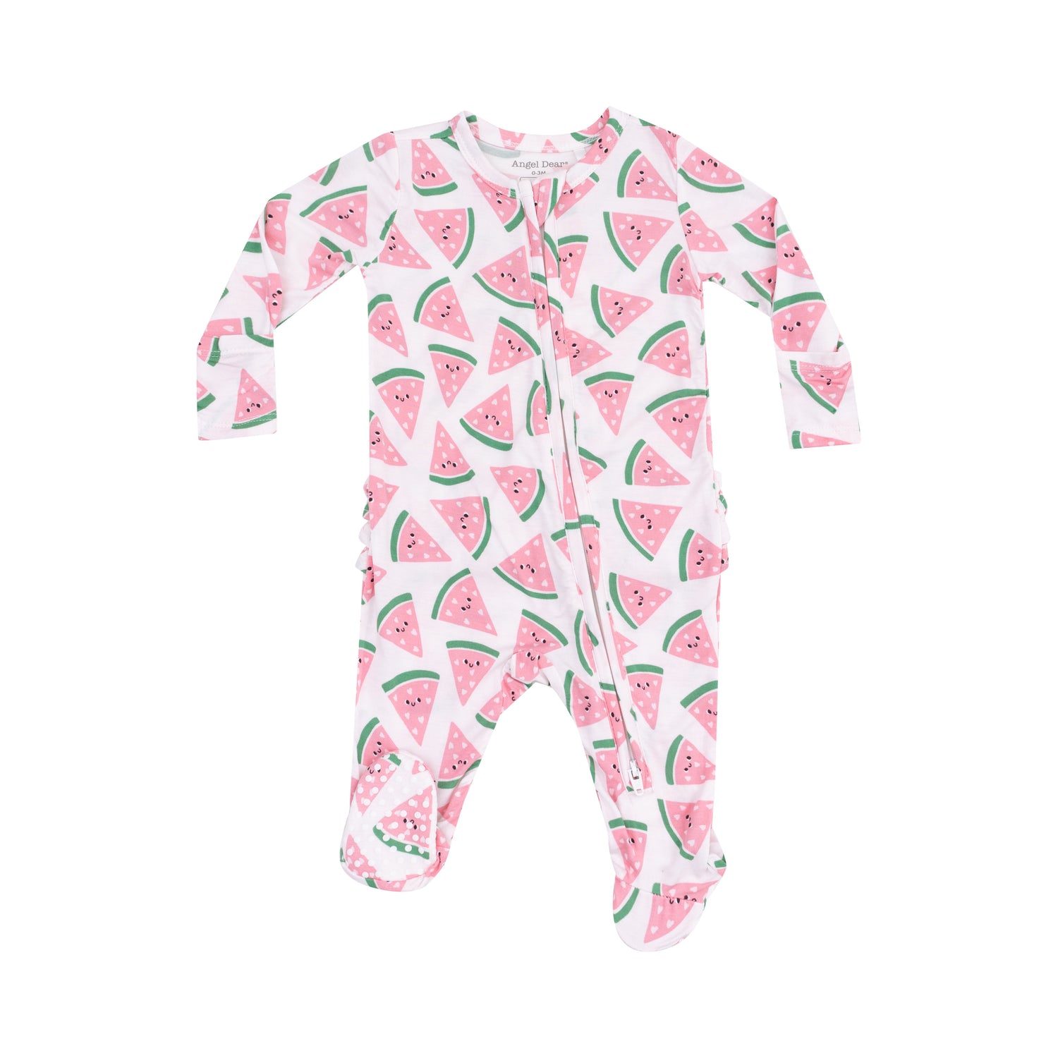Watermelon Hearts Ruffle Back 2-Way Zipper Footie