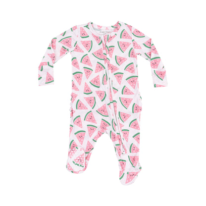 Watermelon Hearts Ruffle Back 2-Way Zipper Footie