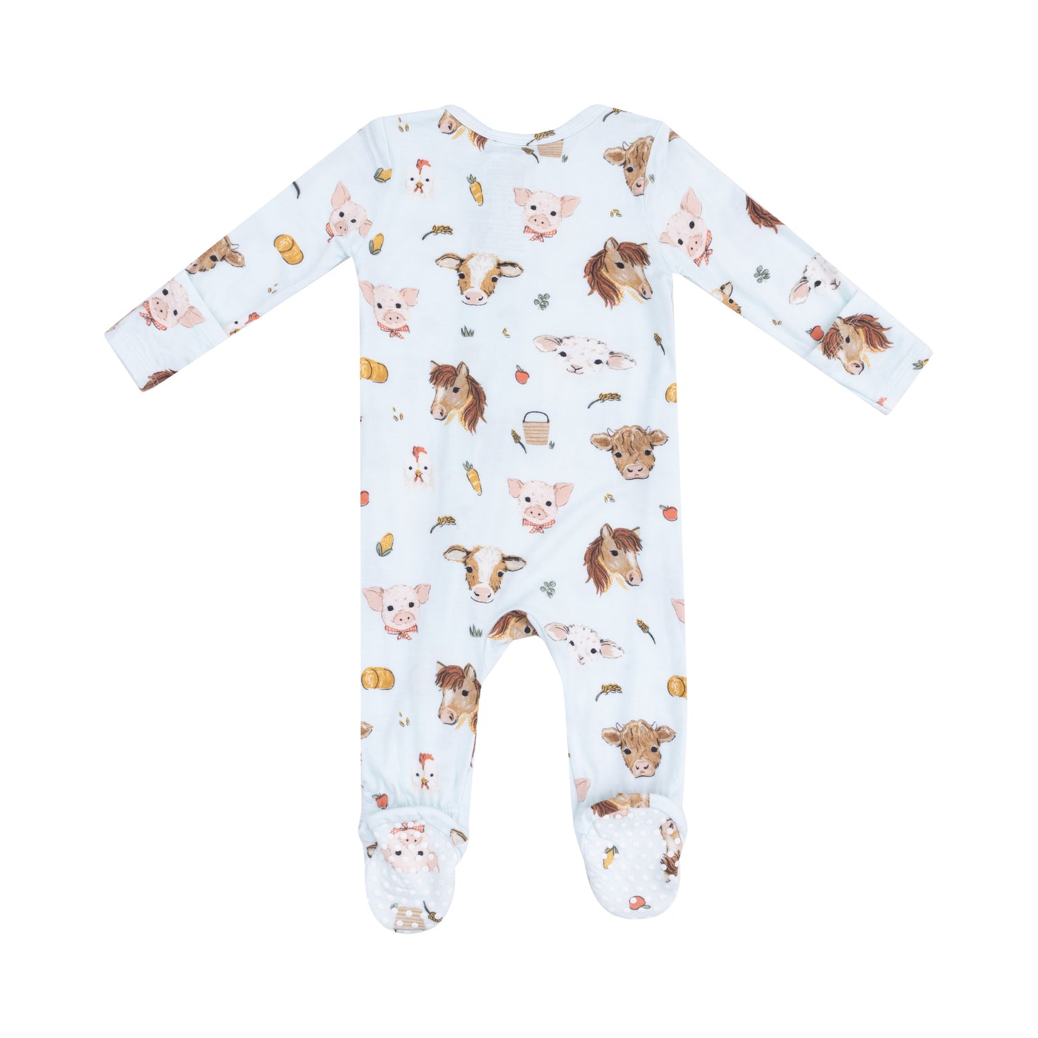 Vintage Animal Faces 2-Way Zipper Footie: Blue