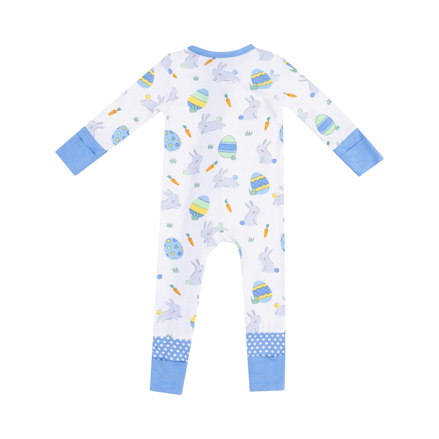 Easter Bunnies 2-Way Zipper Romper: Blue