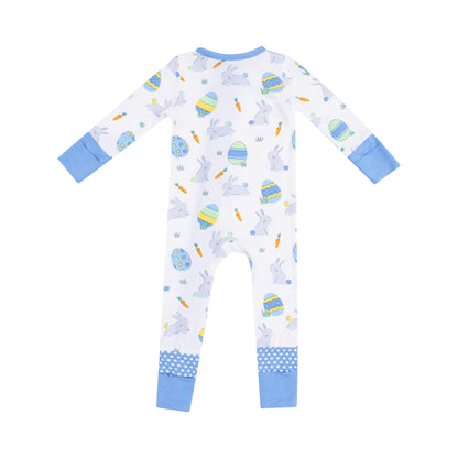 Easter Bunnies 2-Way Zipper Romper: Blue