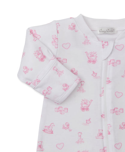 Vintage Toy Treasures Printed Zipper Footie: Pink