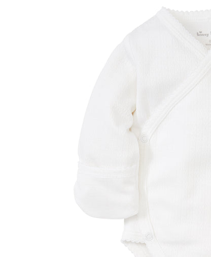LS Pointelle Crossbody Onesie: White