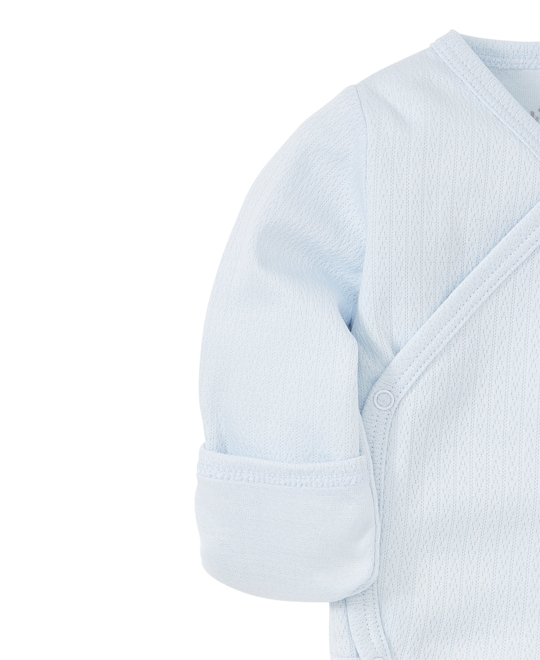 LS Pointelle Crossbody Onesie: Light Blue
