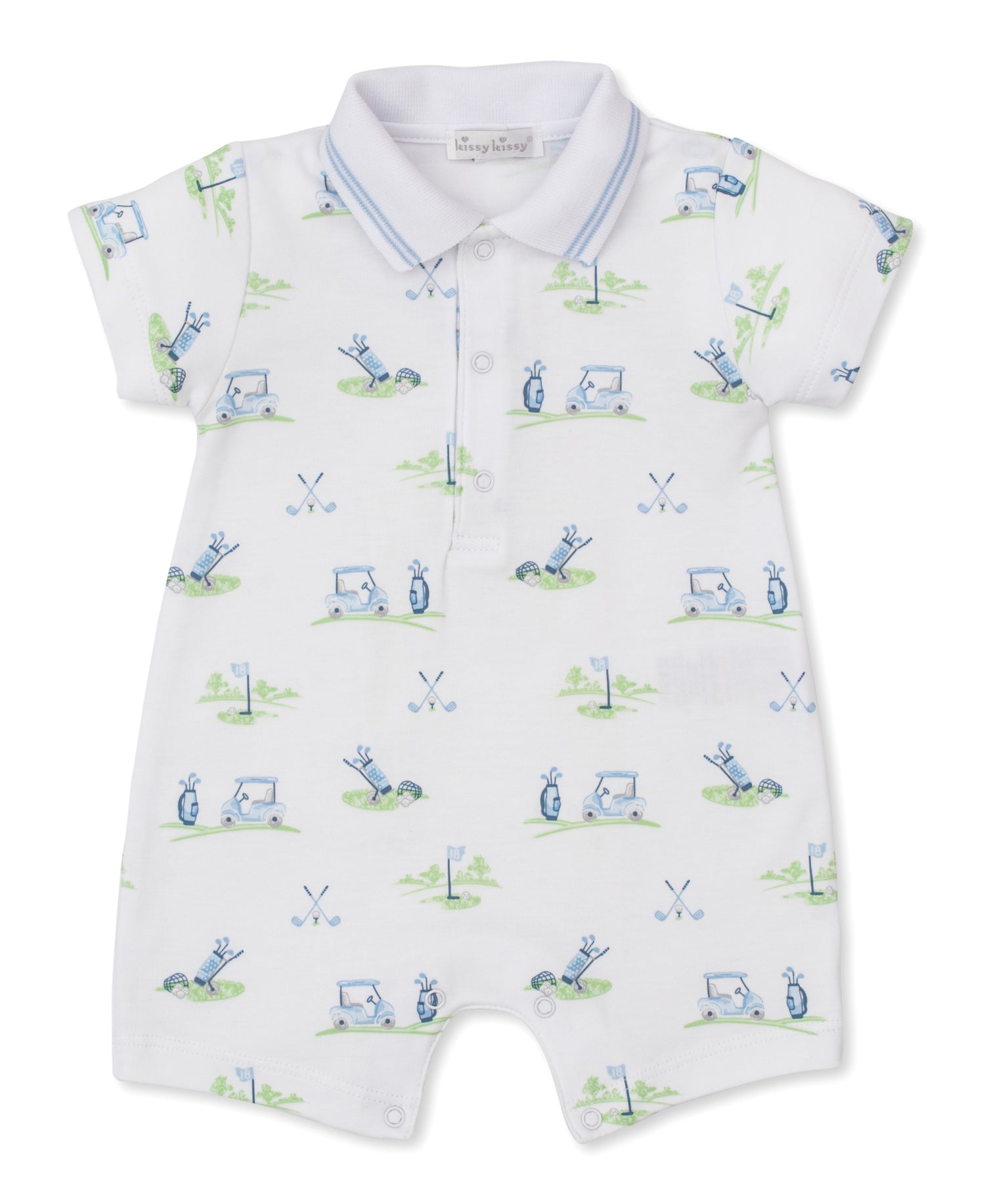 Fairway Foursome Polo Romper: Light Blue