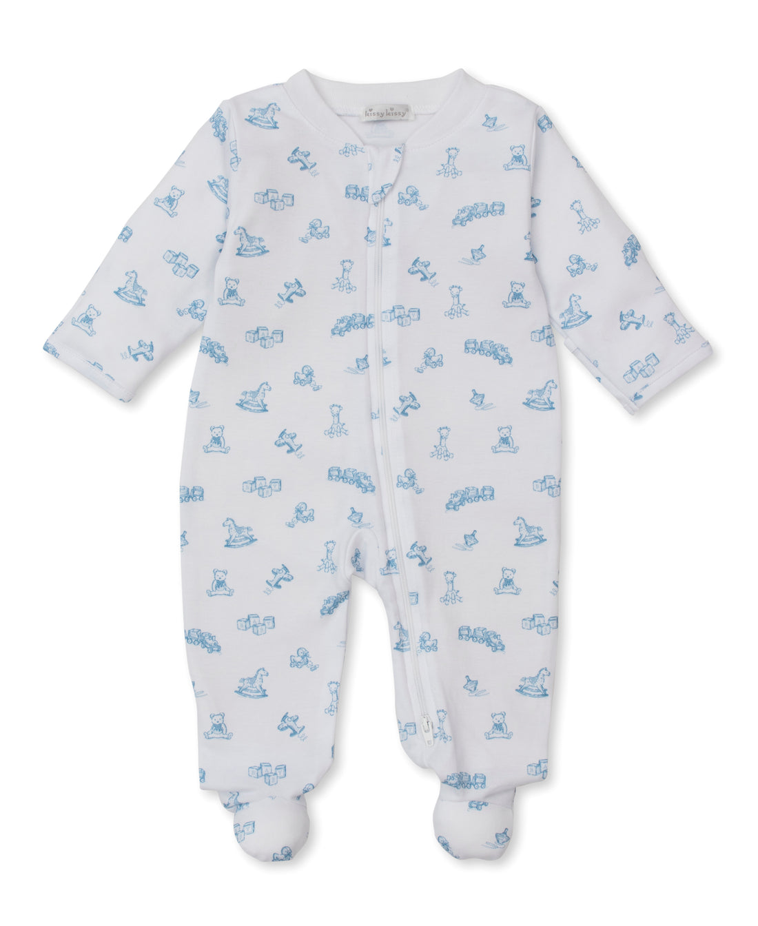 Vintage Toy Treasures Printed Zipper Footie: Light Blue