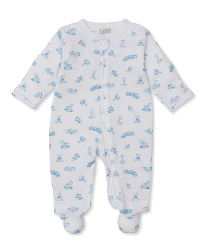 Vintage Toy Treasures Printed Zipper Footie: Light Blue