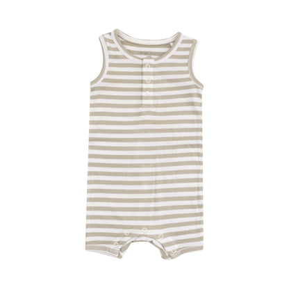 Stripe Sage Sleeveless Shortie Romper