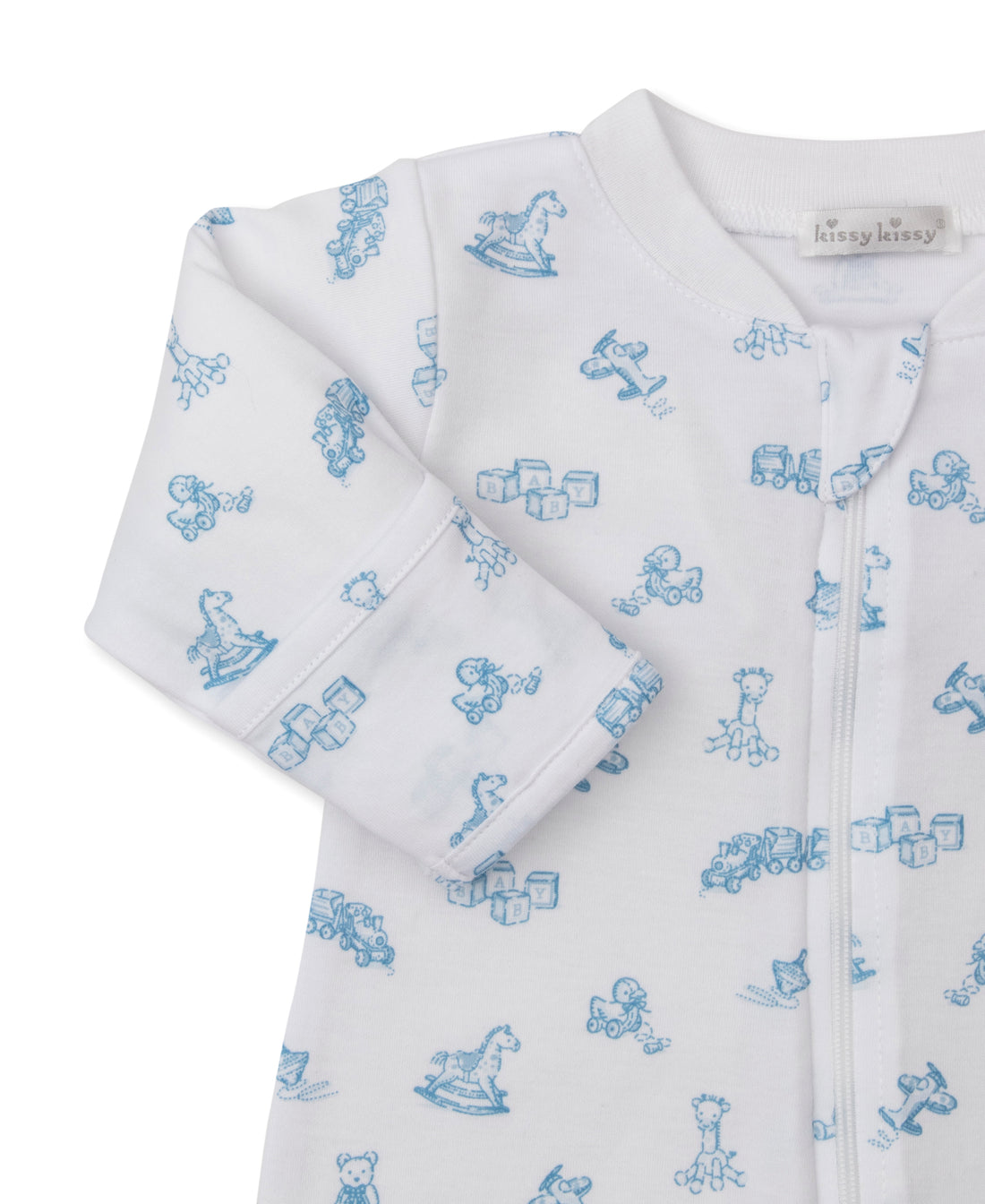 Vintage Toy Treasures Printed Zipper Footie: Light Blue