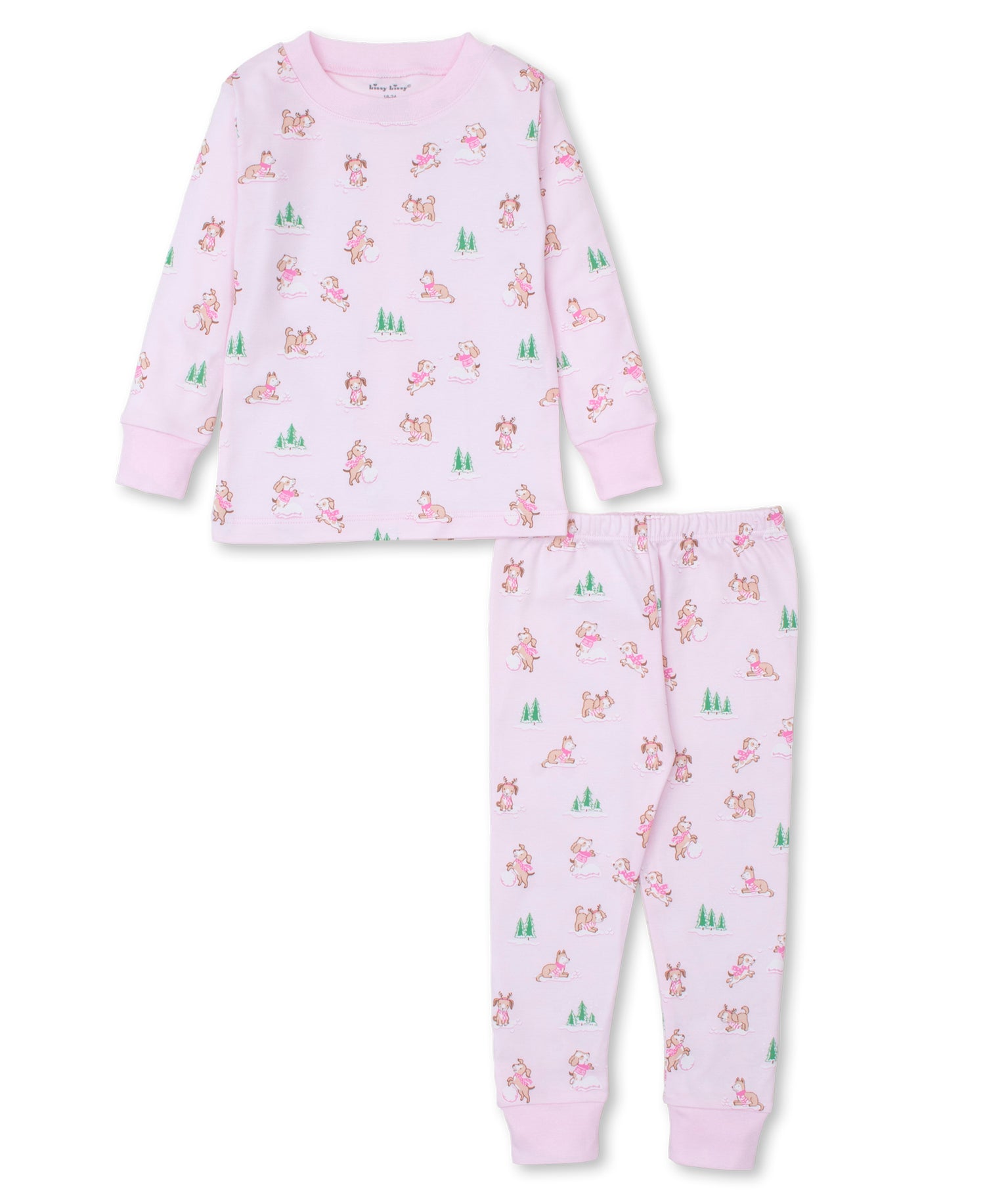 Puppy Snowball Pranks Snug-Fit Pajamas: Light PInk