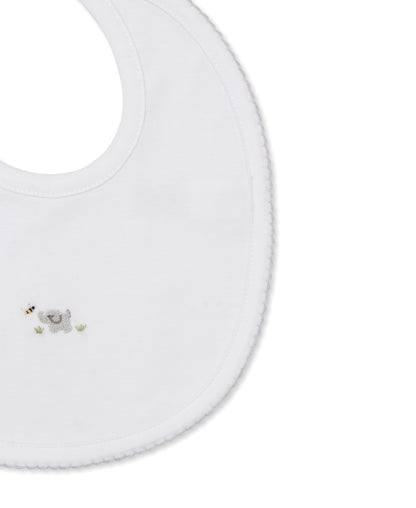 Premier Elephant Empire Embroidered Pima Bib: White with Silver