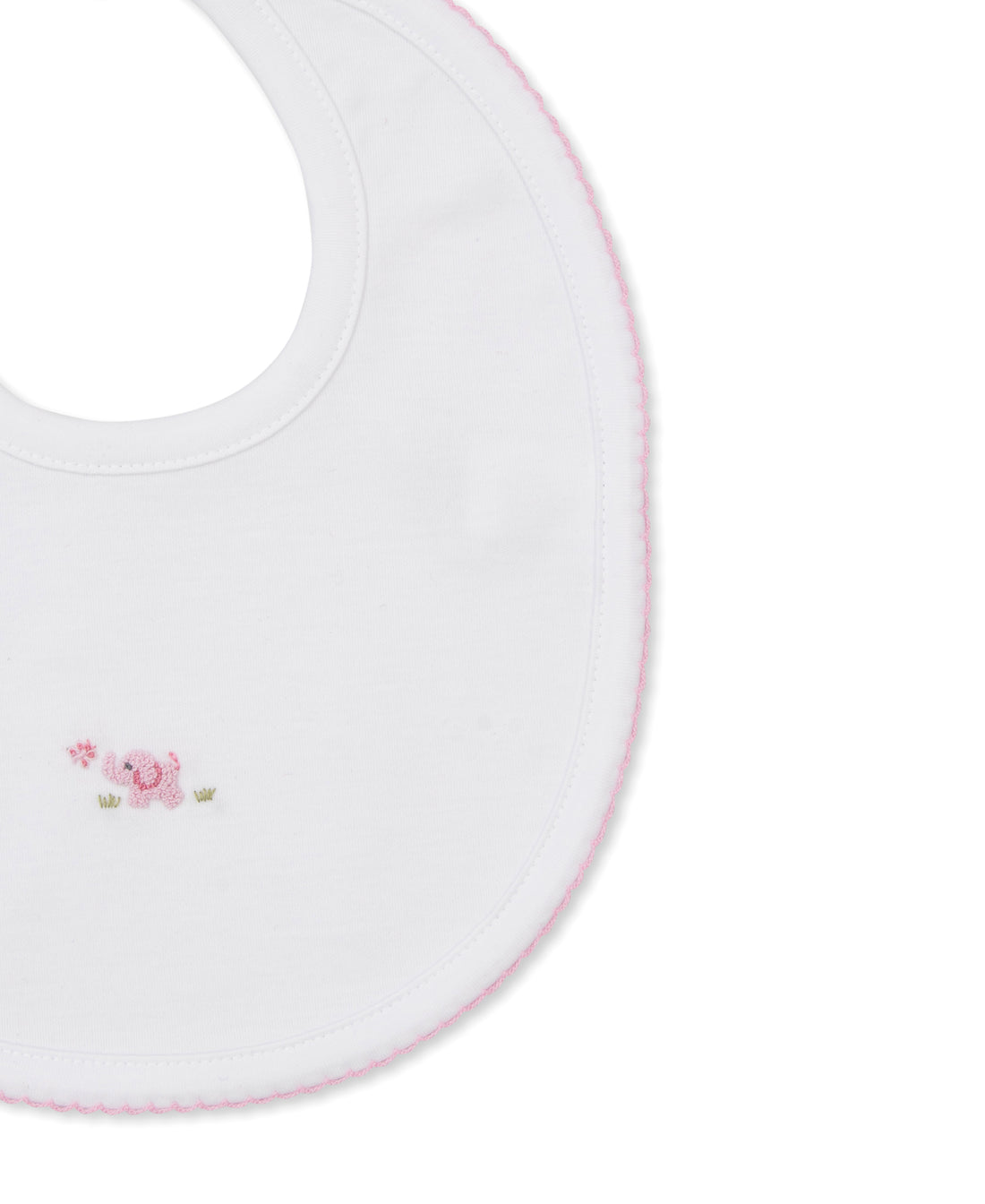 Premier Elephant Empire Embroidered Pima Bib: White with Light Pink