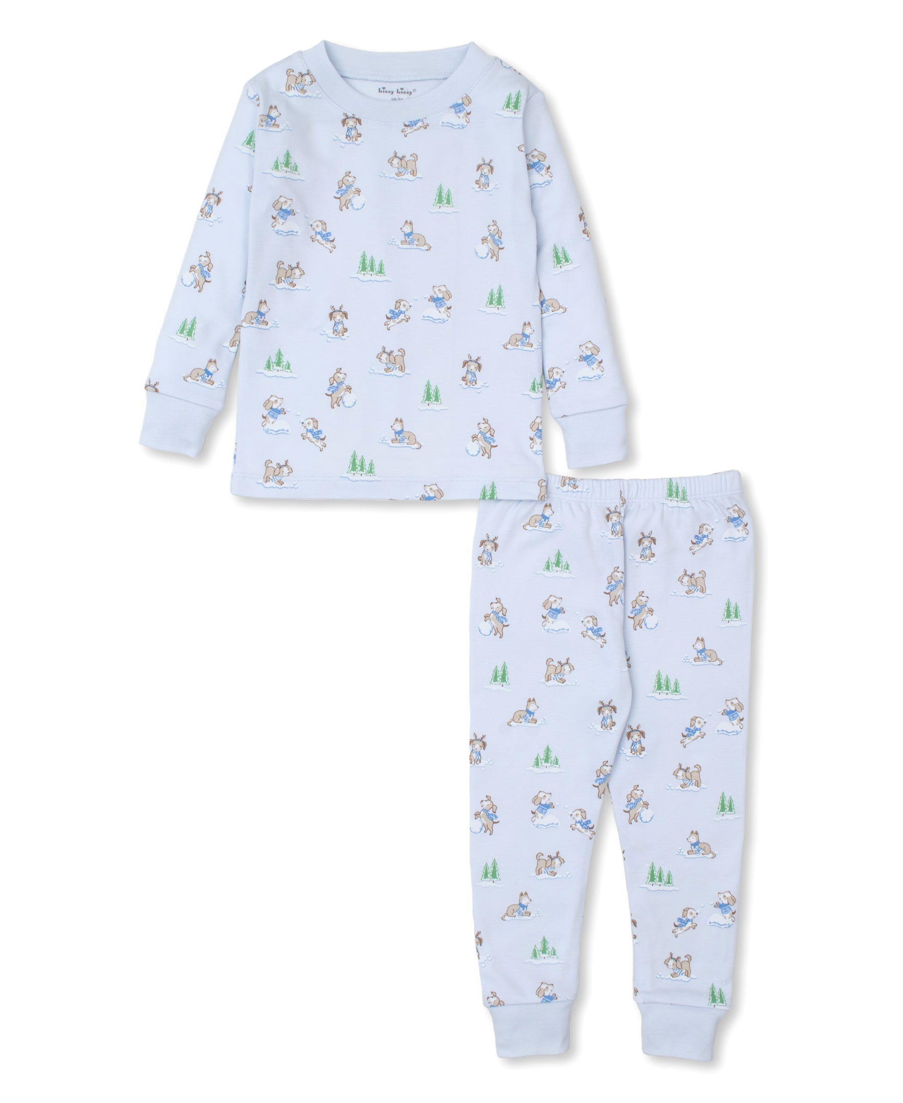 Puppy Snowball Pranks Snug Fit Pajamas: Light Blue