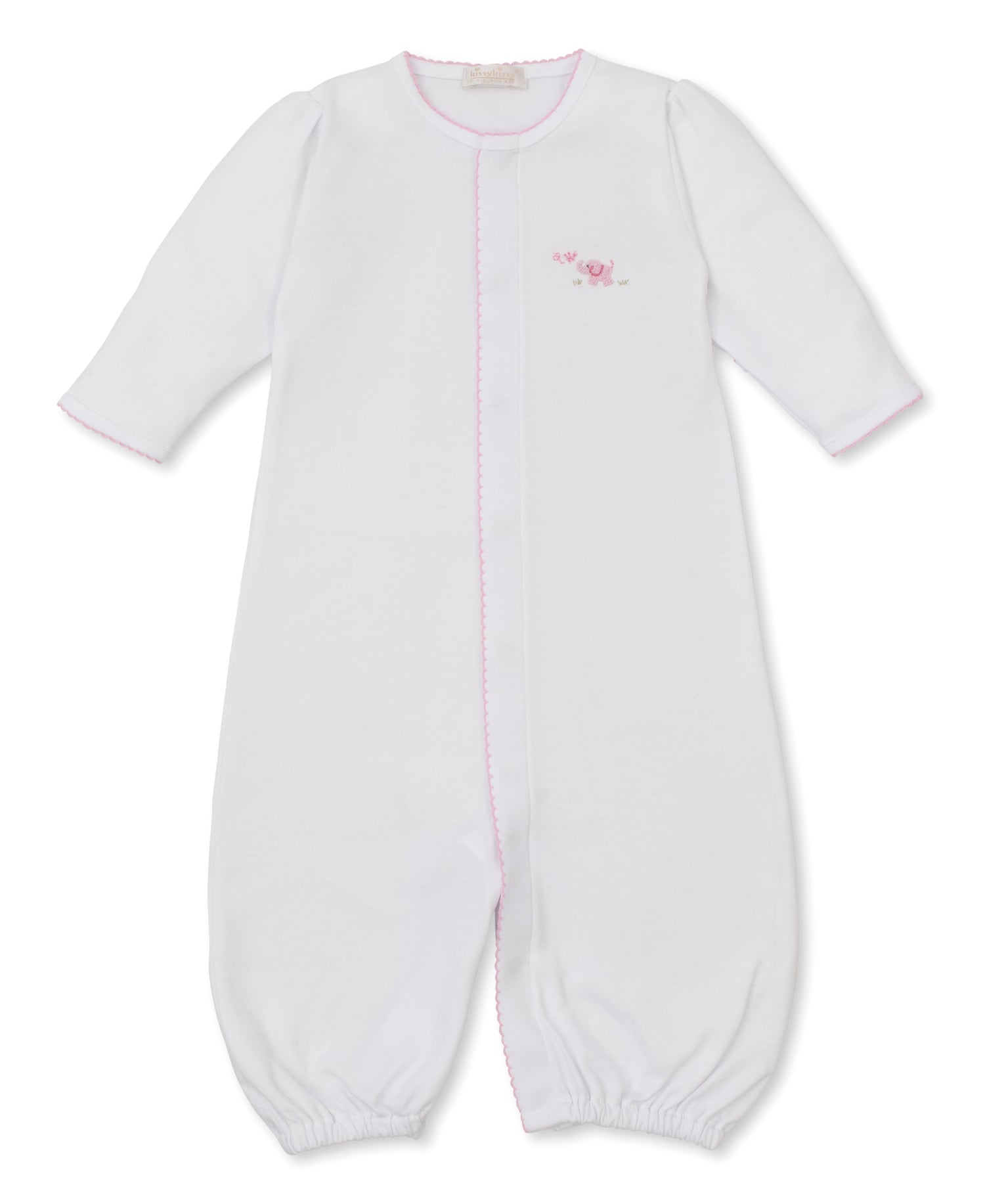 Premier Elephant Empire Embroidered Pima Converter Gown: White with Light Pink
