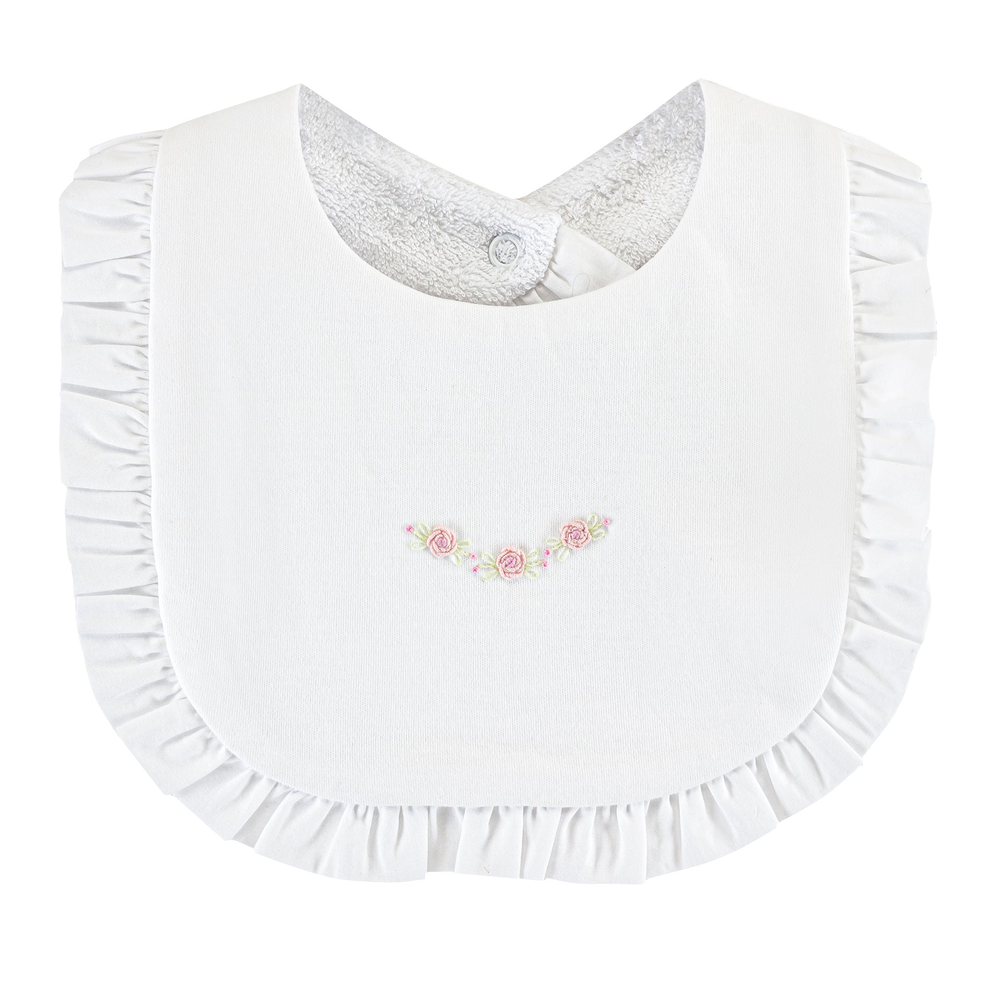 Floral Embroidered Ruffle Bib