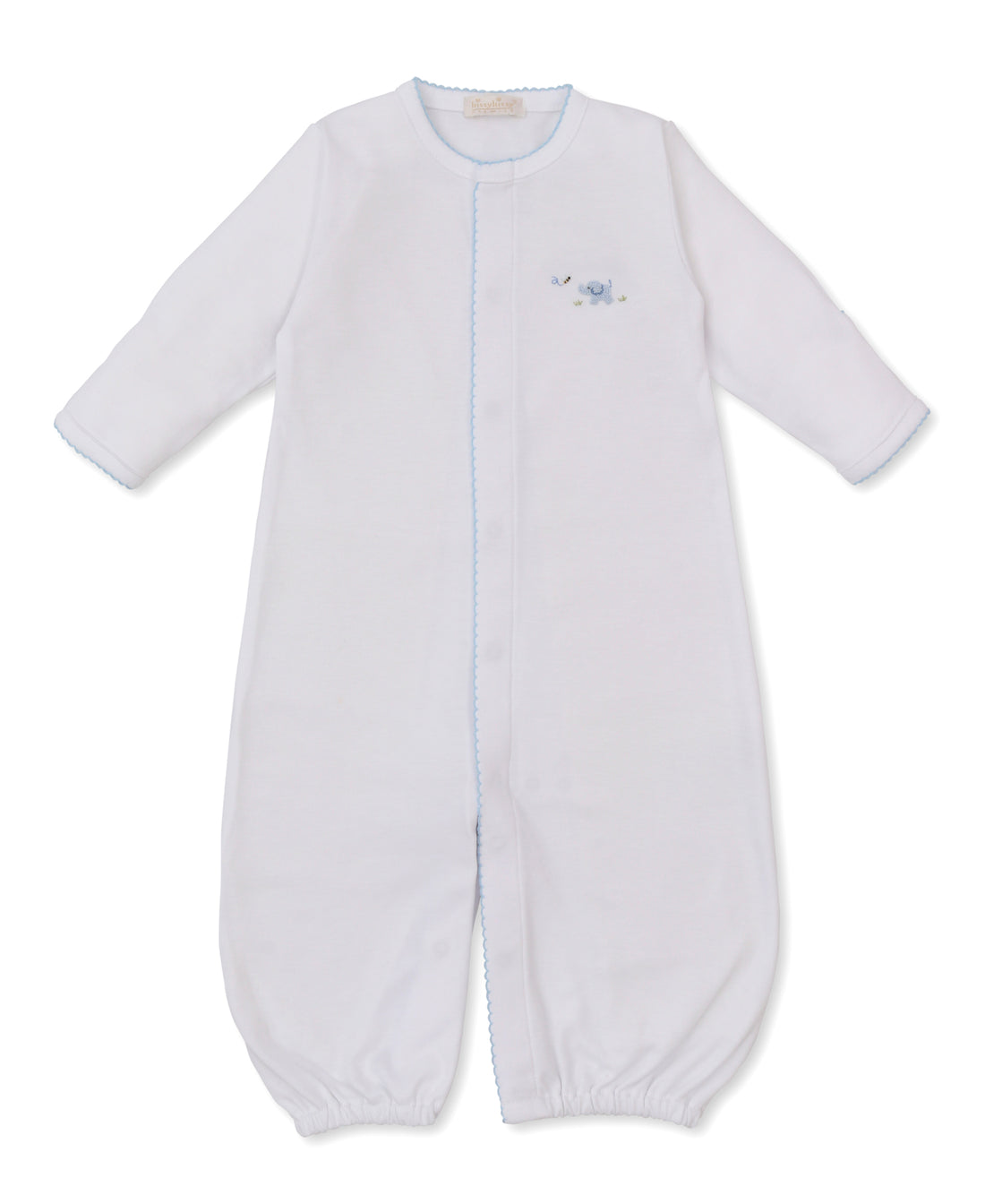 Premier Elephant Empire Embroidered Pima Converter Gown: White with Light Blue