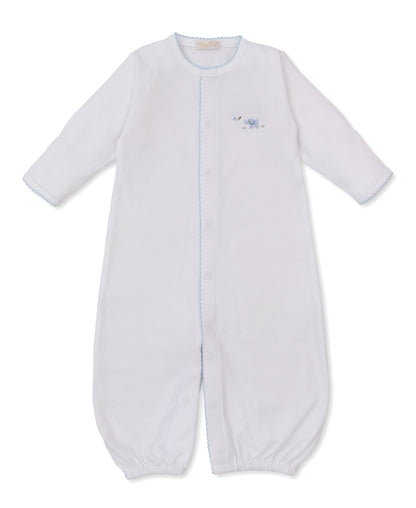 Premier Elephant Empire Embroidered Pima Converter Gown: White with Light Blue