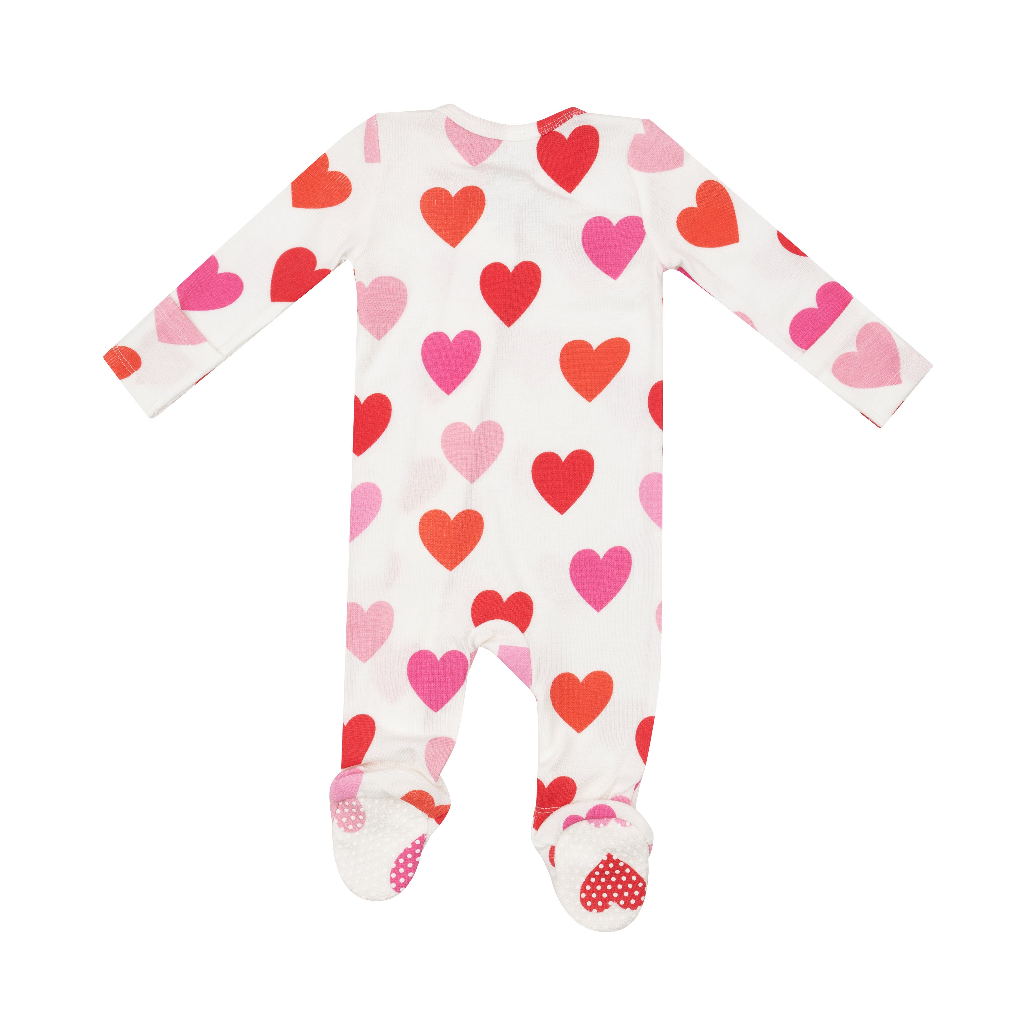 2-Way Zipper Footie: Big Hearts