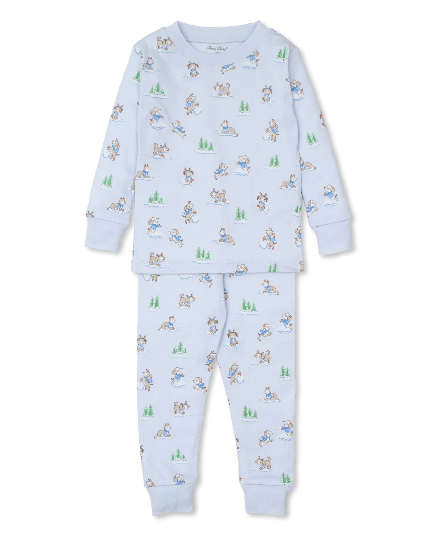 Puppy Snowball Pranks Snug Fit Pajamas: Light Blue