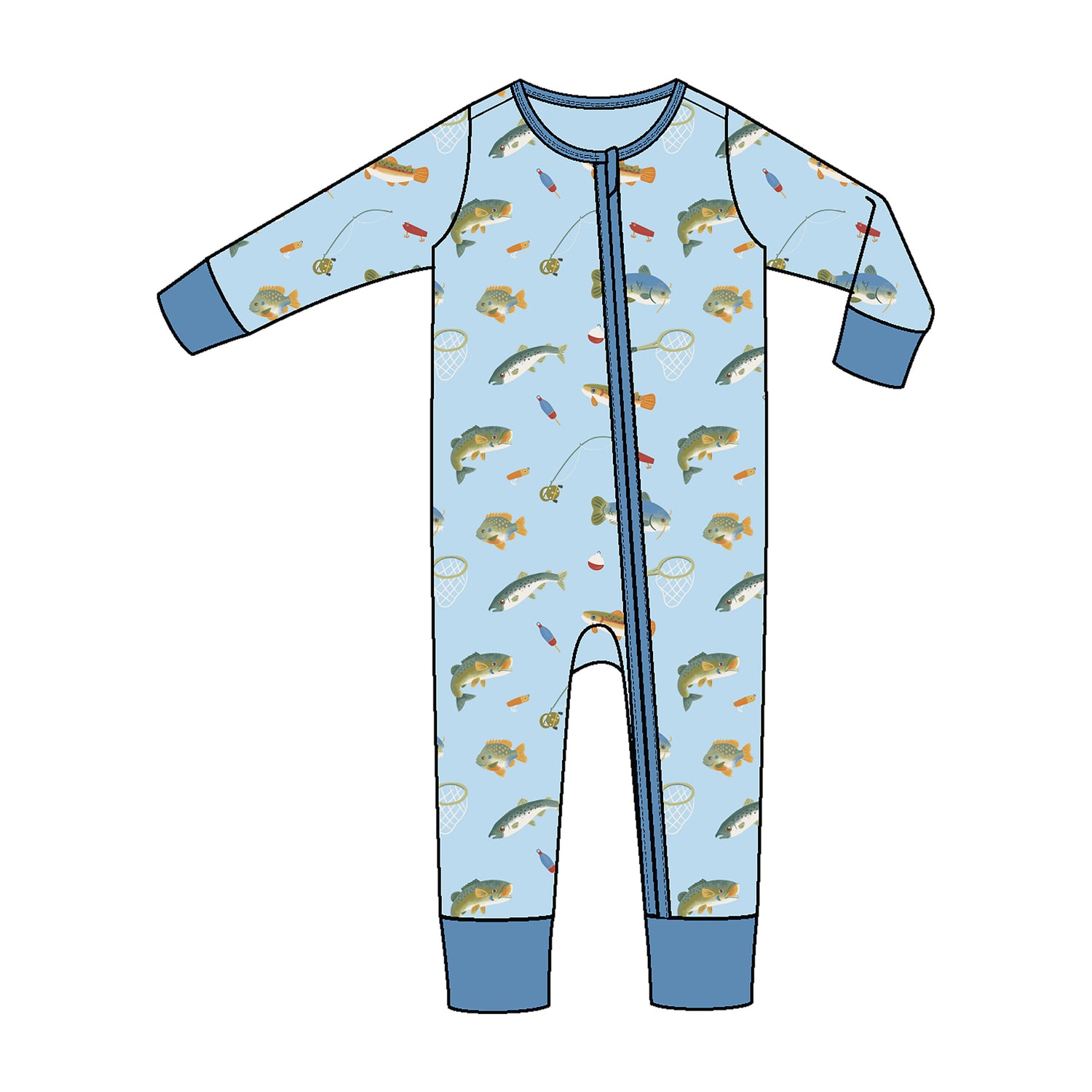 2-Way Zipper Romper: Fishing