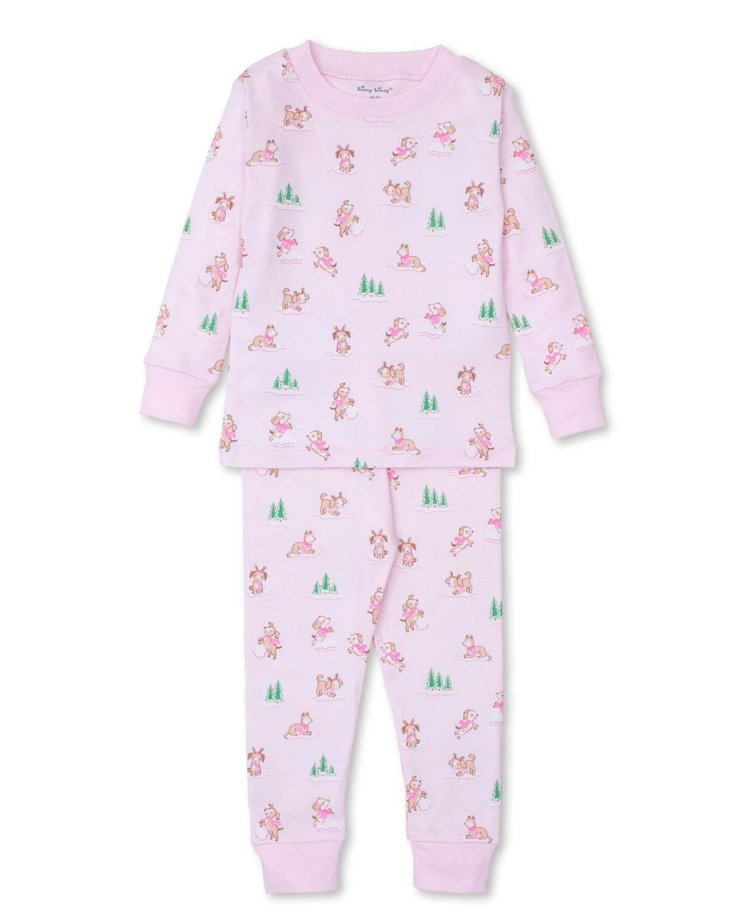 Puppy Snowball Pranks Snug-Fit Pajamas: Light PInk