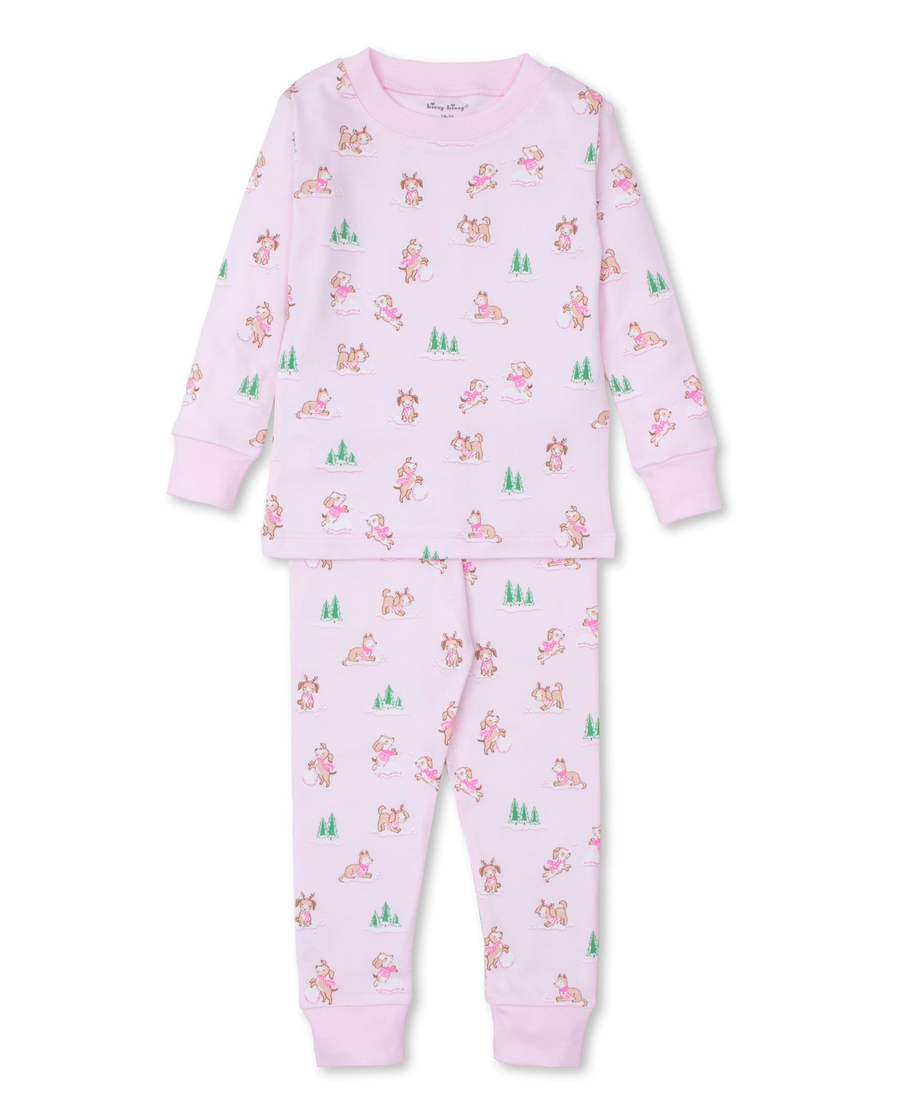 Puppy Snowball Pranks Snug-Fit Pajamas: Light PInk