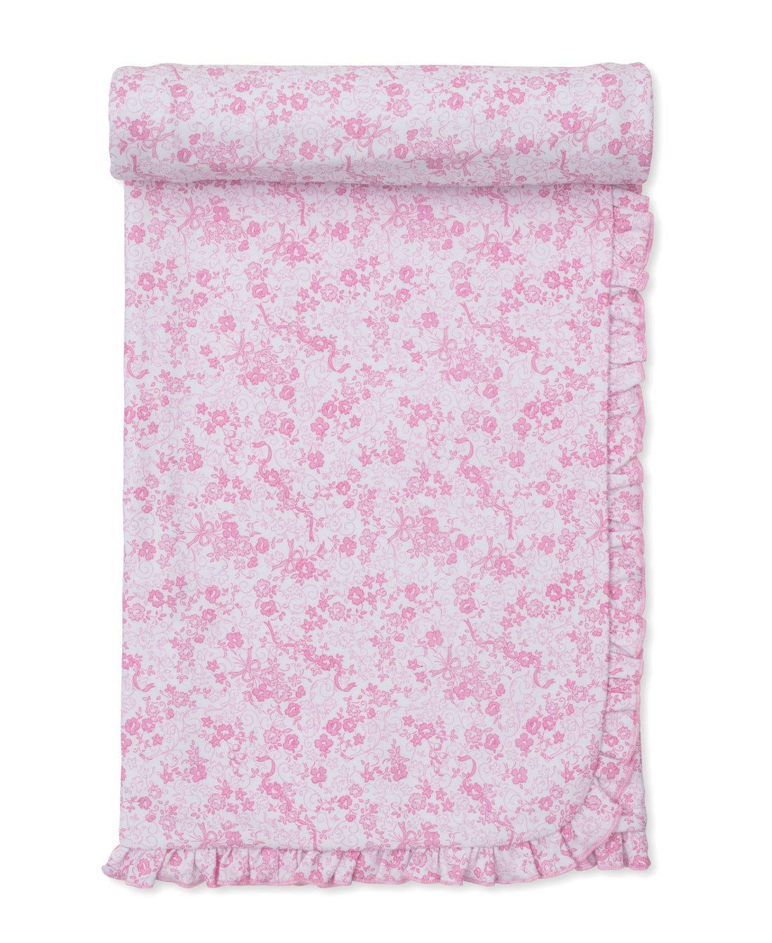 Old English Roses Ruffle Blanket: Pink