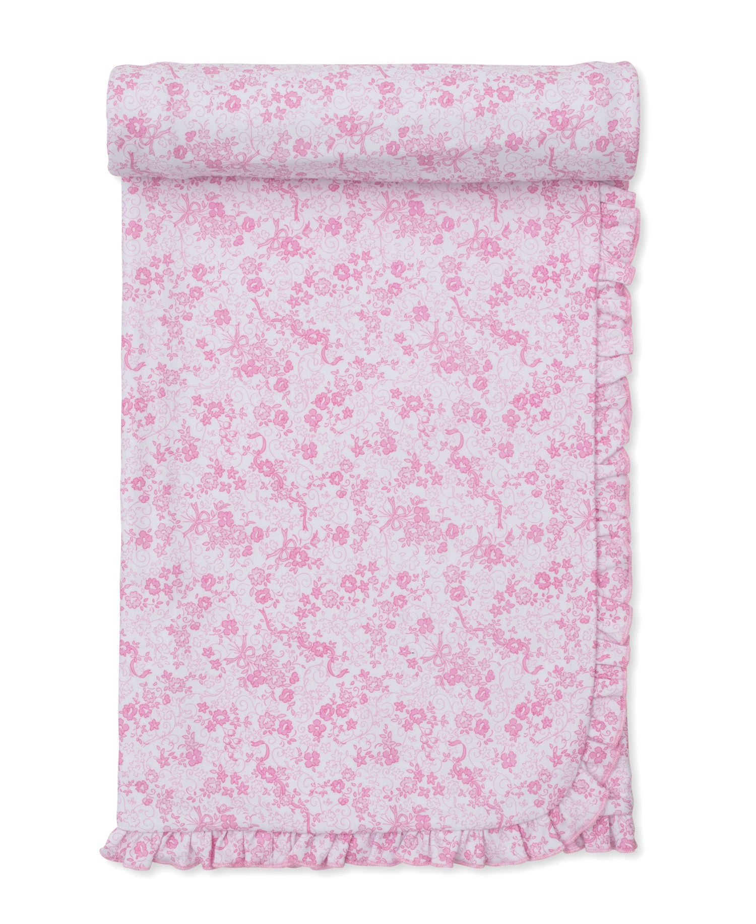 Old English Roses Ruffle Blanket: Pink