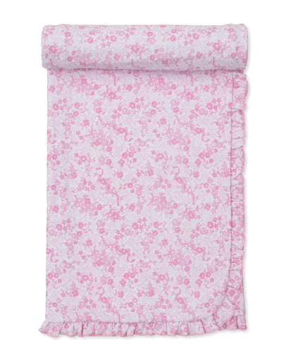 Old English Roses Ruffle Blanket: Pink