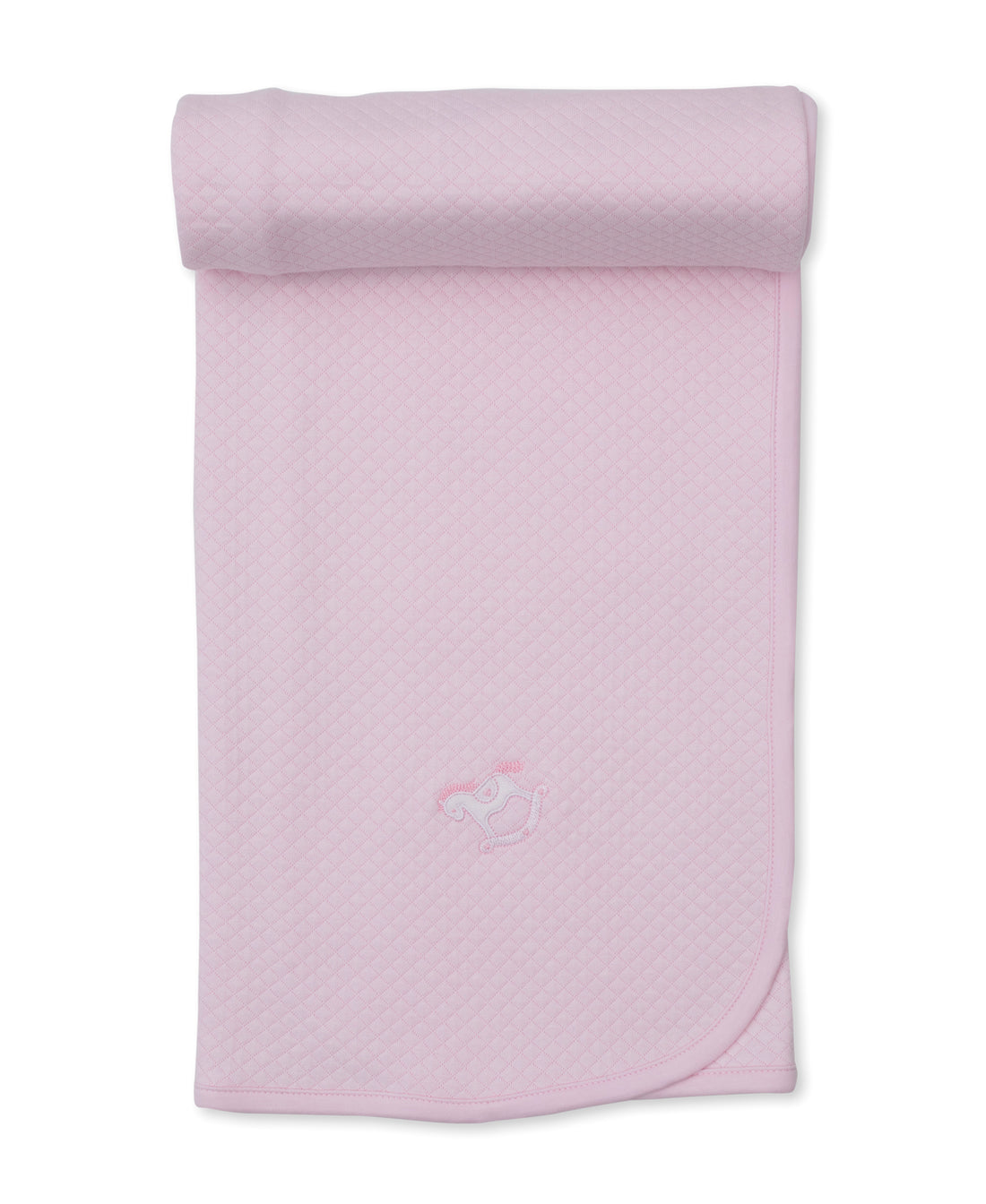 Riding Rockers Jacquard Blanket: Light Pink
