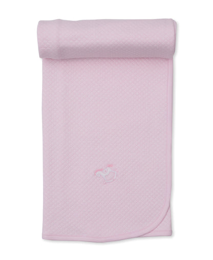 Riding Rockers Jacquard Blanket: Light Pink