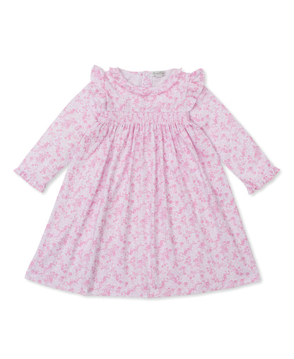 Old English Roses Smocked Dress: Pink