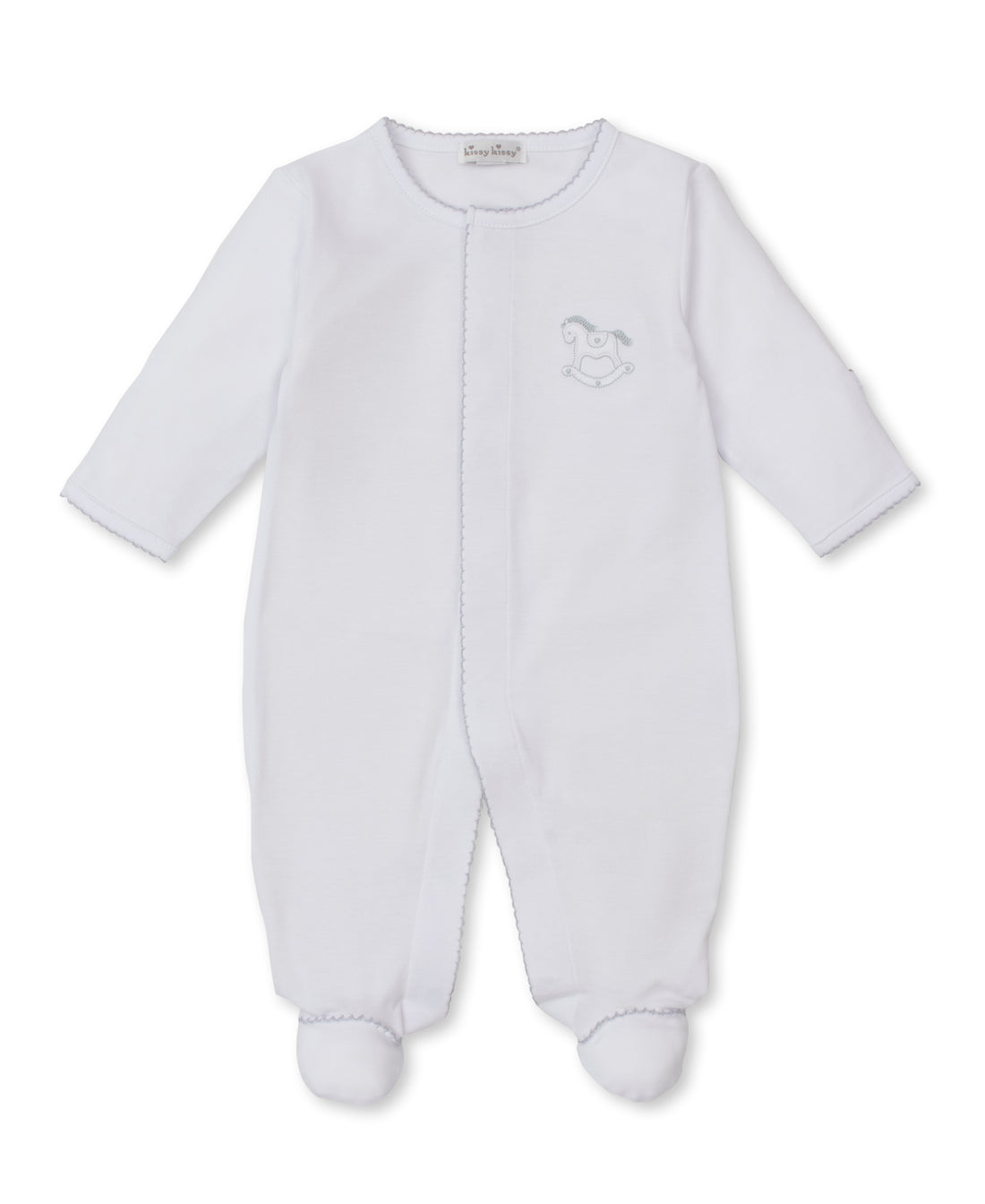 Riding Rockers Pima Cotton Footie: White/Silver