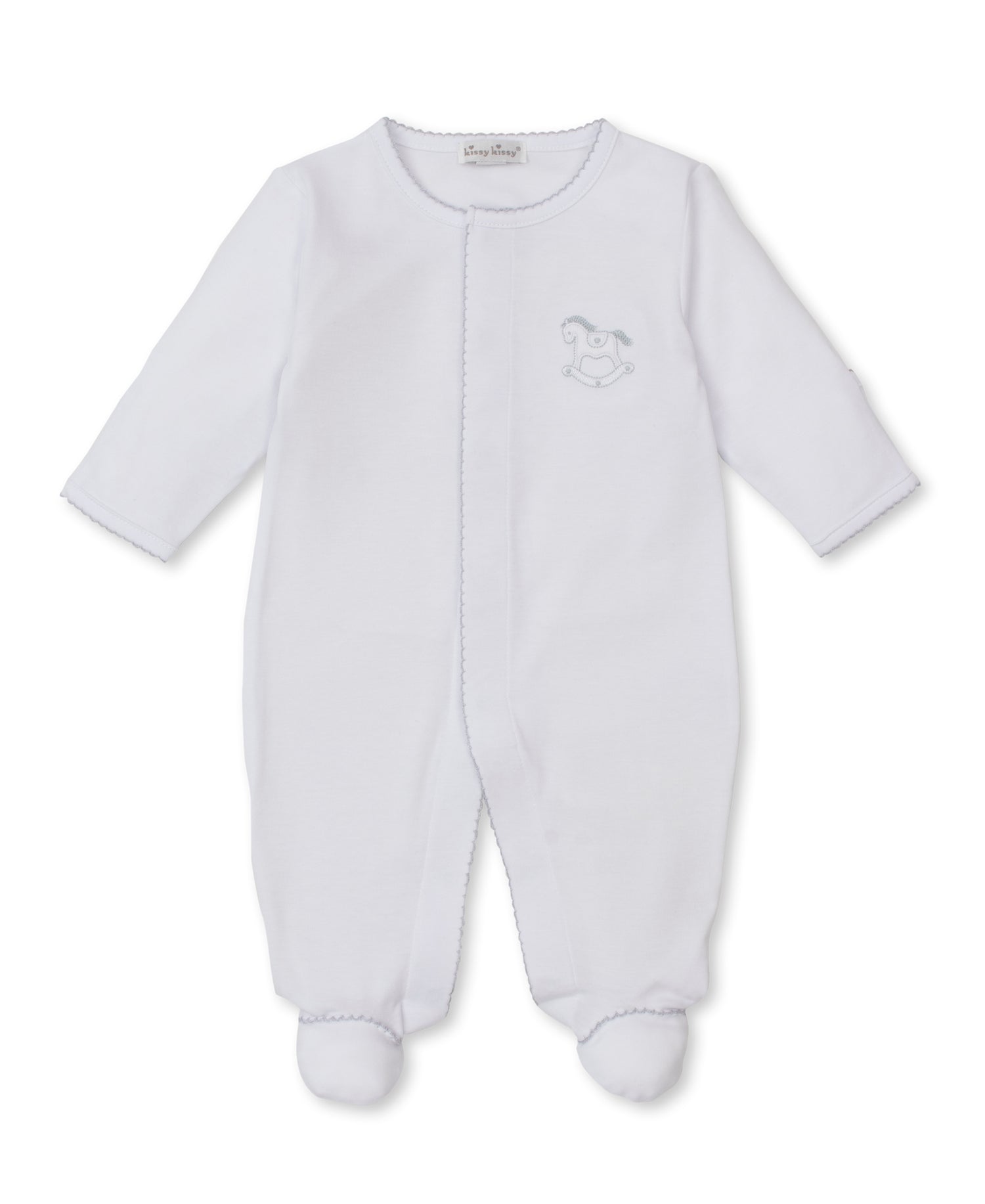 Riding Rockers Pima Cotton Footie: White/Silver