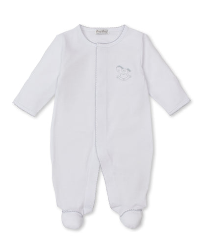 Riding Rockers Pima Cotton Footie: White/Silver