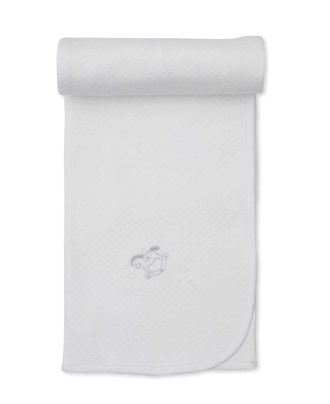 Riding Rockers Jacquard Blanket: White/Silver
