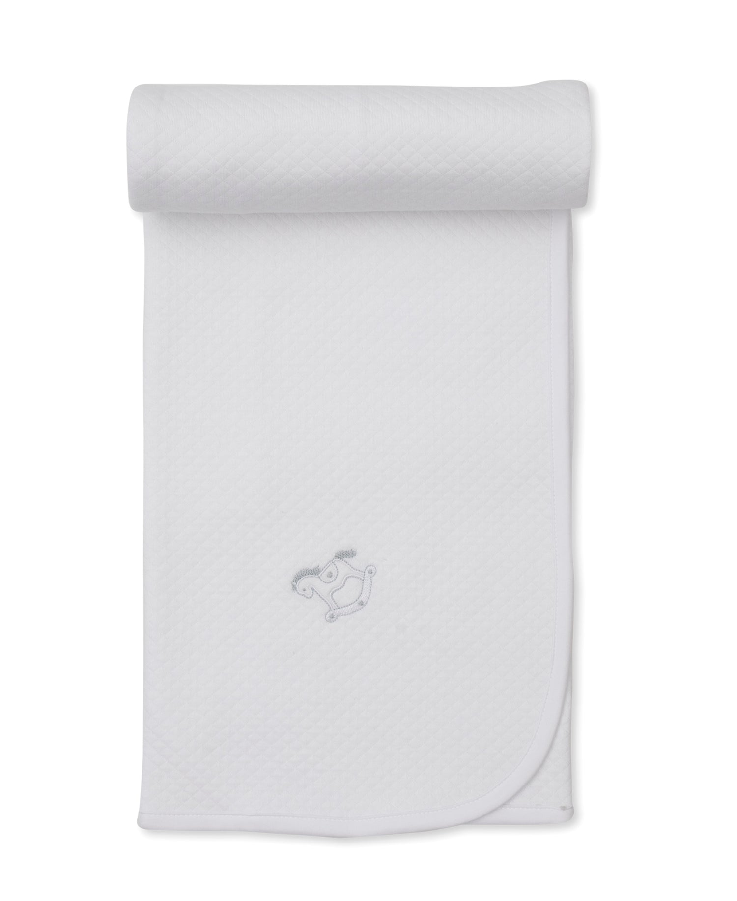 Riding Rockers Jacquard Blanket: White/Silver