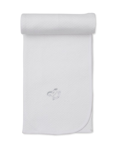 Riding Rockers Jacquard Blanket: White/Silver