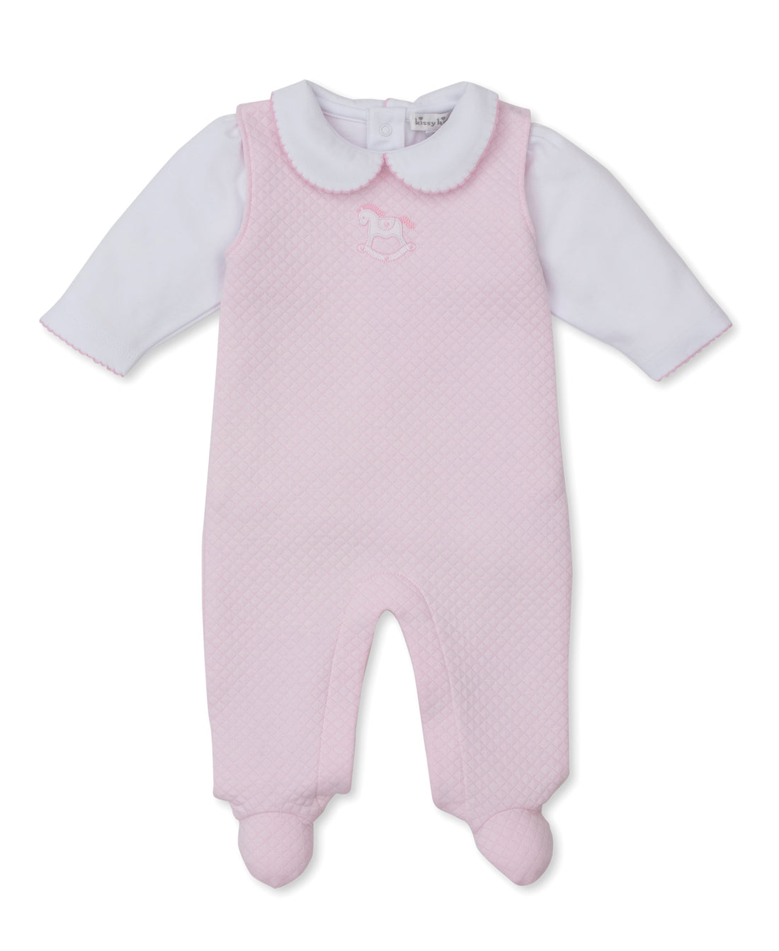 Riding Rockers Jacquard Overall Set: Light Pink