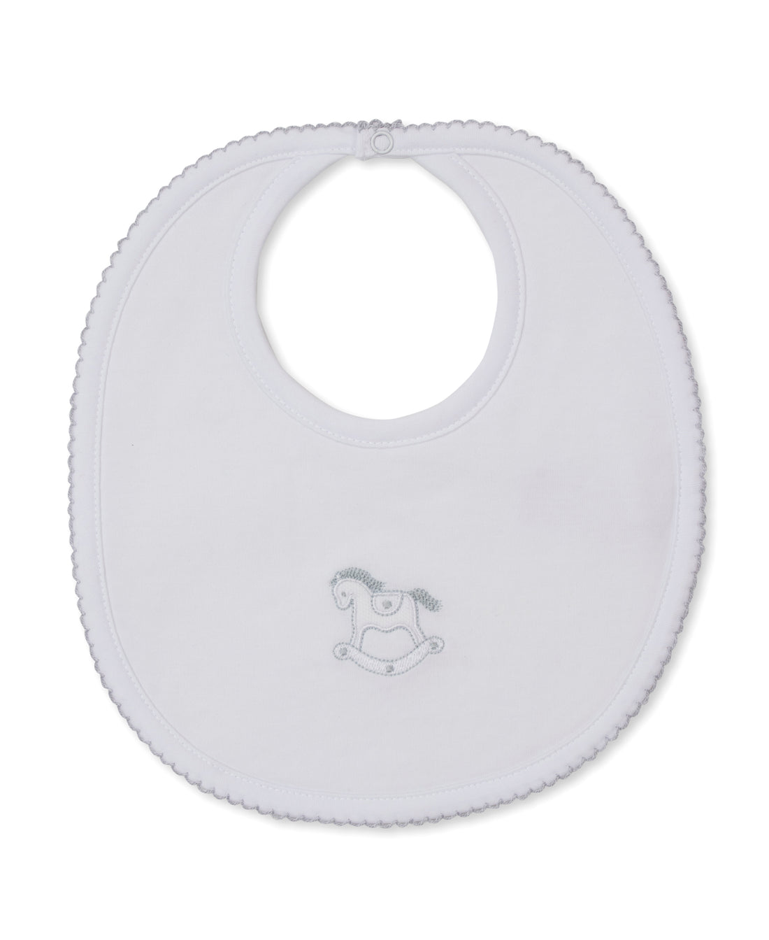 Riding Rockers Pima Cotton Bib: White/Silver