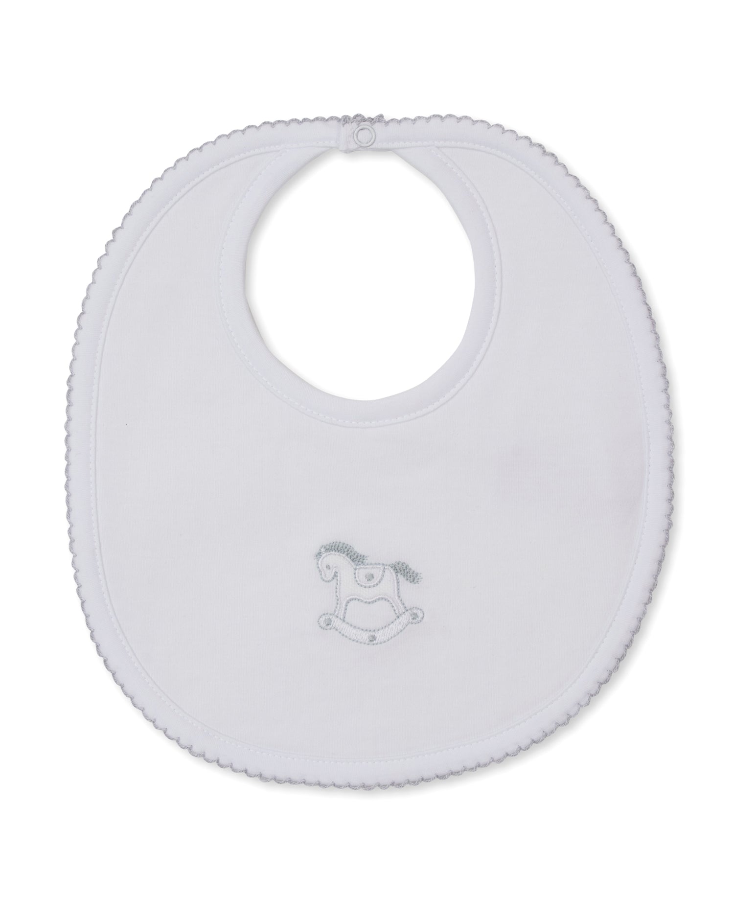 Riding Rockers Pima Cotton Bib: White/Silver