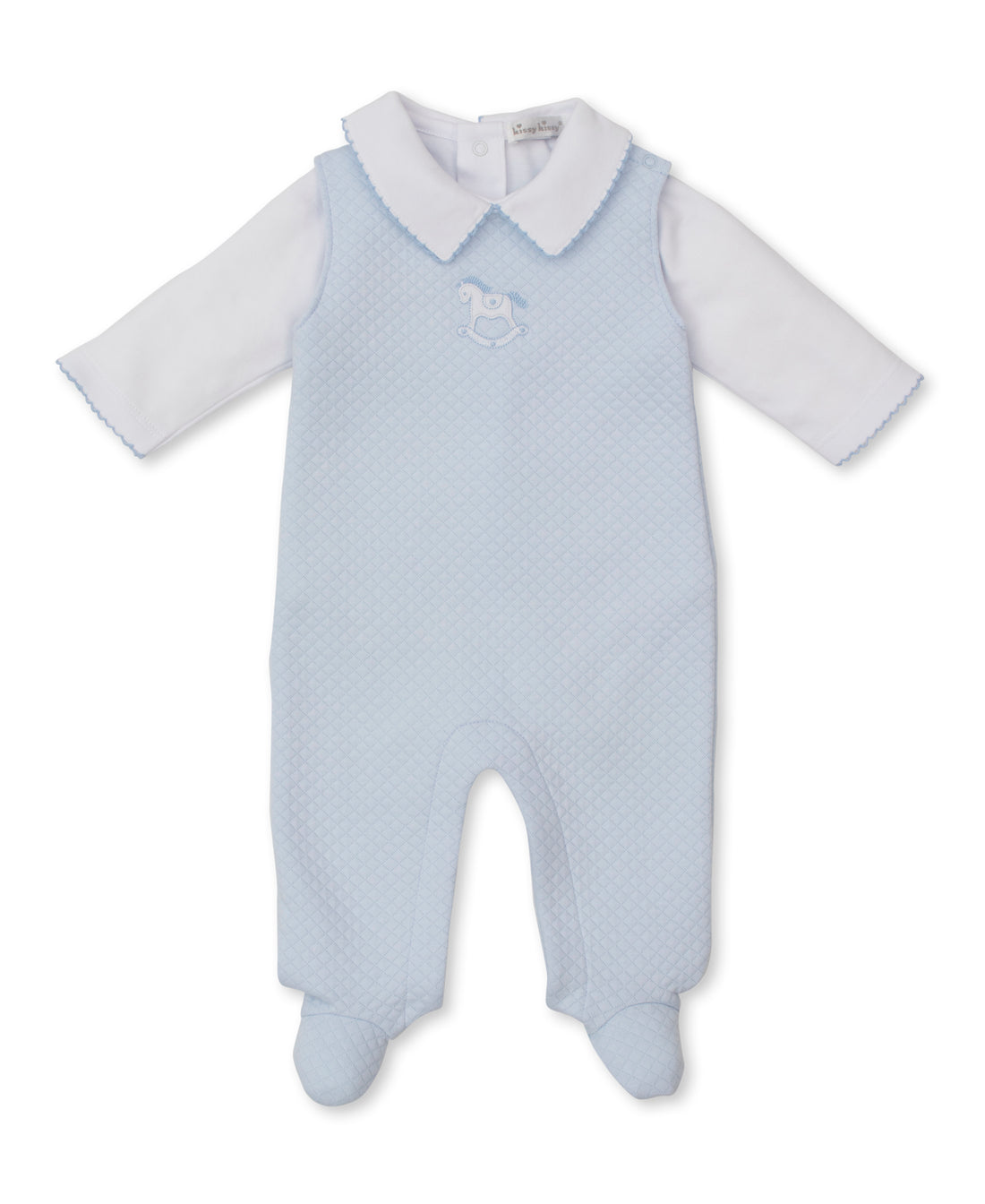 Riding Rockers Jacquard Overall Set: Light Blue