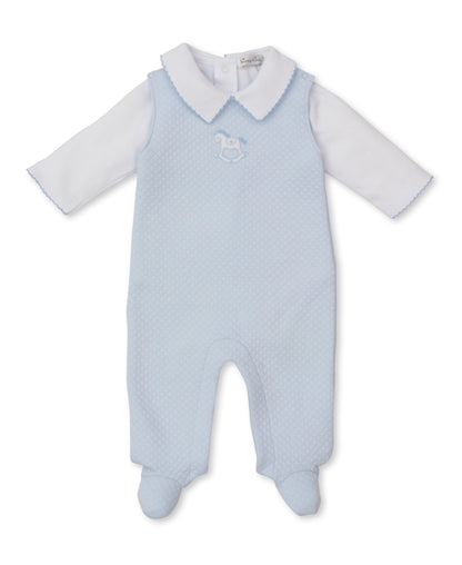 Riding Rockers Jacquard Overall Set: Light Blue