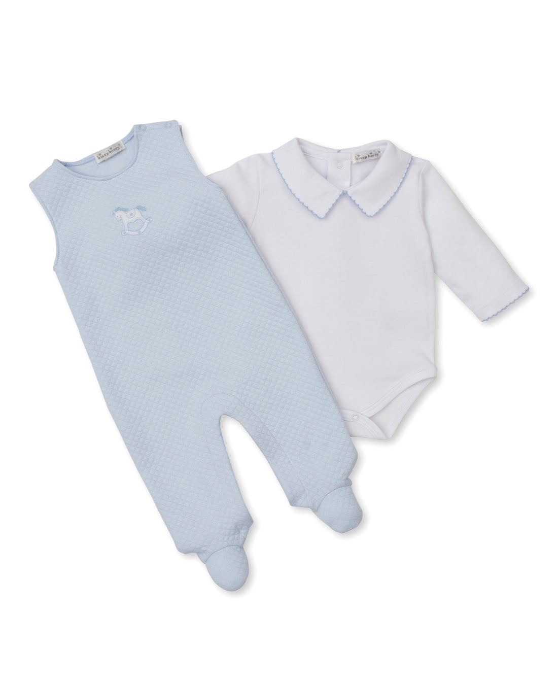 Riding Rockers Jacquard Overall Set: Light Blue